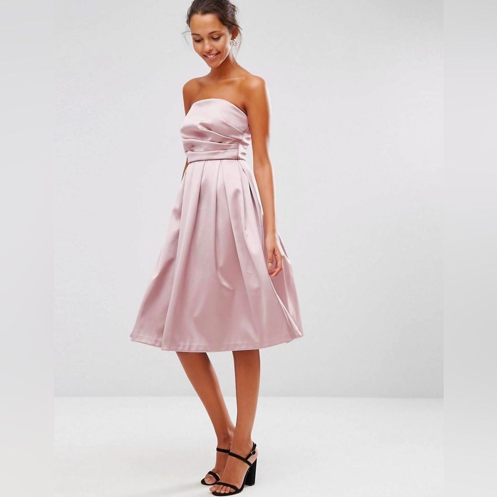 NWT ASOS Satin Bandeau Dress Rosewood Mauve 8 Prom Wedding Tea Social Party